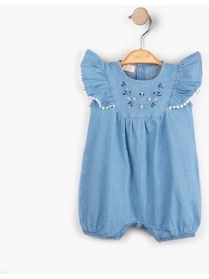 Necix's Kolları Fırfırlı Kız Denim Kot Tulum