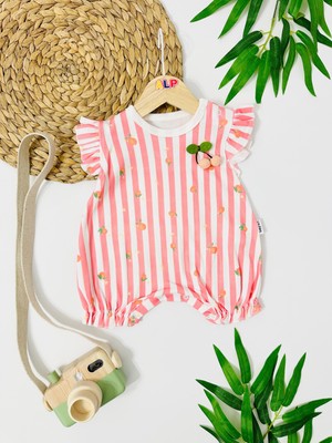 Canary Kiraz Detaylı Omuzdan ve Alttan Çıtçıtlı Yazlık Tulum - Narçiçeği