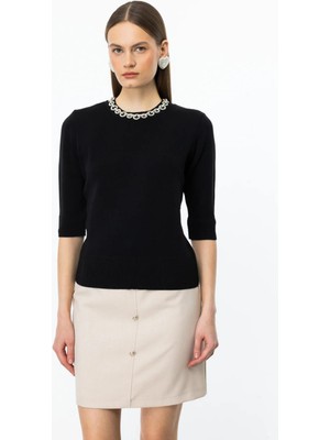 53301 Onteks Yakası Taşlı Bluz