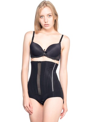 Siyah Mı Emay 2886 Yüksek Bel Tül Slip Lazer Korse
