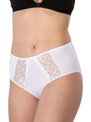 Beyaz Mı Emay 1445 Modal Cotton Yüksekbel Dantelli Külot