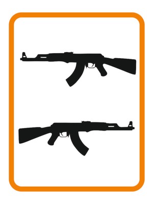 Otomatik Tüfek Tasarım Oto Cam Özel Yeni Sticker 2 Adet Sağ-Sol Siyah 20*6 cm