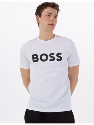 Boss Bisiklet Yaka Beyaz Erkek T-Shirt Thinking
