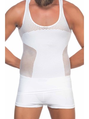 Beyaz Mı Emay E1006 Fileli Erkek Korse Atlet