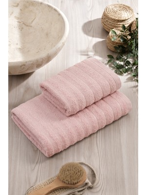 Rebeka Home Collection 2'li Dalga Pudra Banyo Havlu Seti