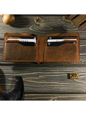 El Yapımı Hakiki Deri Erkek Cüzdan – Kişiye Özel Isimli, Hediye Paketi