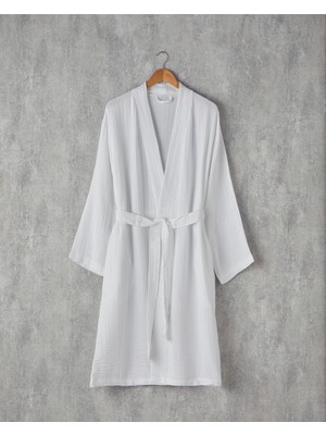 English Home Barbara Müslin %100 Pamuklu Bornoz Beyaz