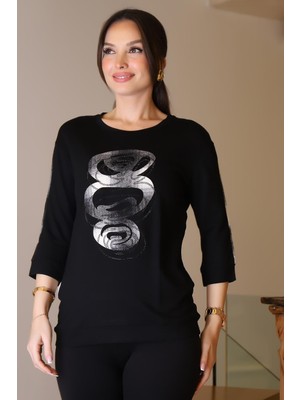 Yarım Balıkçı Uzun Kollu Siyah Kadın Kazak 0116-2K5