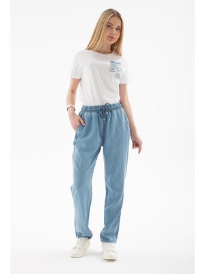 Beli Bağcıklı A.mavi Kadın Pantolon  0657-2Y5