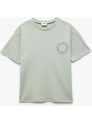 Koton Pamuklu Baskı Detaylı Bisiklet Yaka Kısa Kollu Tişört