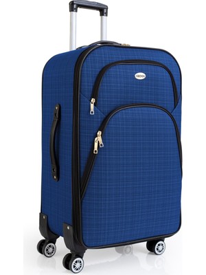 Büyük Boy 4 Teker Kumaş Valiz Saks Mavi 1081