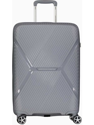 Benetton Orta Boy %100 Polipropilen Valiz Gri Bnt3000