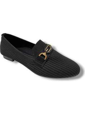 C-Shoes 3160-25 Triko G Elips Taşlı Toka Kadın Babet