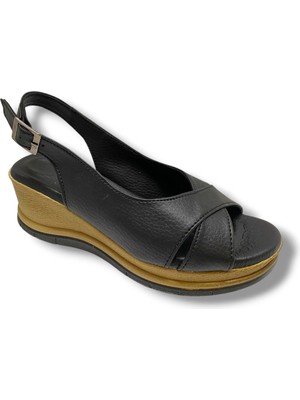 C-Shoes KA06-25 Deri Anatomik Dolgu Topuk Kadın Sandalet