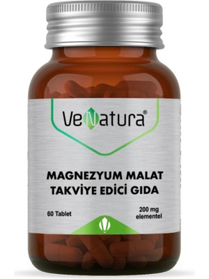 VeNatura 200 mg Elementel Magnezyum İçeren 60 Tablet Magnezyum Malat Takviye Edici Gıda - Türkiye Menşeli