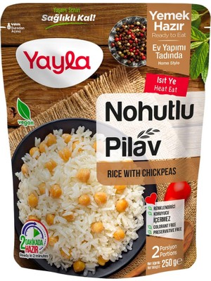Yayla Yemek Hazır Nohutlu Pirinç Pilavı 250 gr Türkiye Menşeli Pratik İki Porsiyon