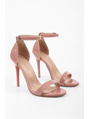Kadın Lina Somon Rugan Tek Bant Topuklu Ayakkabı