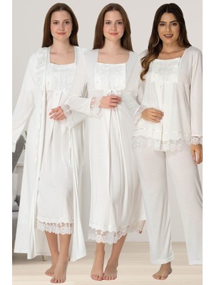 Effortt Ekru Hamile Lohusa Seti Pamuklu Kumaş Emzirme Özellikli S Beden Takım Pijama ve Sabahlık