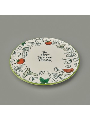 Evidea Kitchen Gourmet The Most Delicious Pizza Tabağı - Krem / Siyah - 30 cm