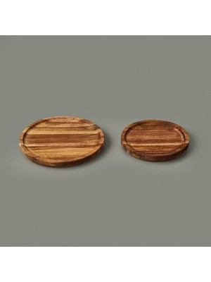 Evidea Kitchen Akasya 2'li Sunum Tabağı - Kahverengi - 12 cm + 15 cm