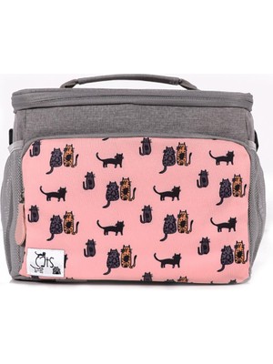 Biggdesign Cats Isı Yalıtımlı Termal Çanta, Su Geçirmez, Sızdırmaz, 10L, Piknik & Beslenme Çantası, Pembe