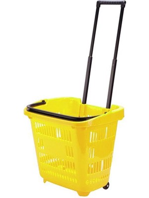 Rafburada 40 Lt Saplı Plastik Alışveriş Sepeti - Tekerlikli Market Sepeti
