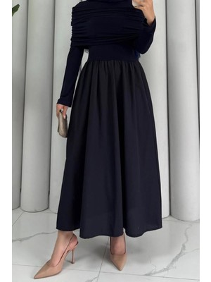 Lerra Drapeli Elbise 1529 - Lacivert