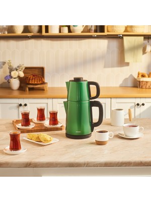 Karaca Tea Break 2 In 1 Inox Çelik Çay Makinesi Emerald Green