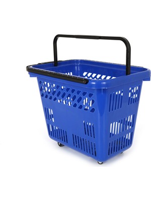 Rafburada 54 Lt Plastik Alışveriş Sepeti - Tekerlikli Market Sepeti - Turuncu