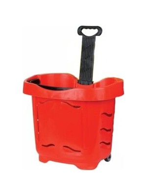 Rafburada 40 Lt Teleskopik Saplı Plastik Alışveriş Sepeti - Market El Sepeti - Kırmızı