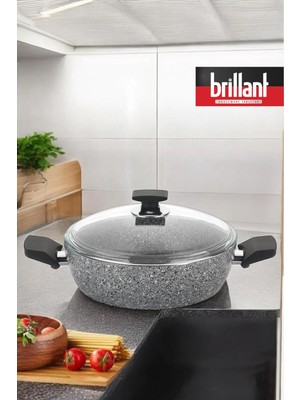 Lüks Granit 30 cm Pilav Karnıyarık Tenceresi Yanmaz Yapışmaz Tencere