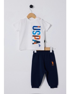 U.S. Polo Assn. U.s Polo Assn Erkek Bebek 2li Takım - Beyaz Klasik Yaka Standart Kol Desenli Rahat Kullanım