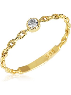 14 Ayar Altın Taşlı Zincir Yüzük