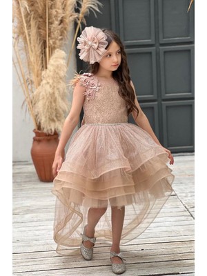 Uğur Böceği Çocuk Kat Kat Abiye Kostüm 3'lü Set Midi Bisiklet Yaka Askılı Kız Çocuk İçin