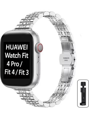 Alstrap Huawei Watch Fit 4 Pro/fit 4/fit 3 Uyumlu Paslanmaz Çelik Slim Ince Rolex Tasarım Kordon Kayış