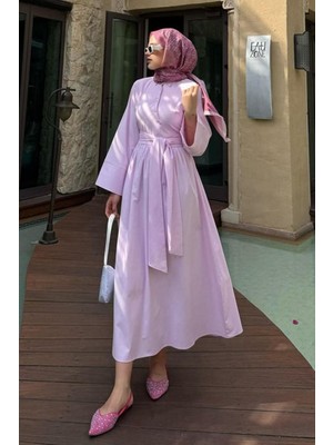 Seliz Yandan Düğmeli Elbise 1528 - Pudra