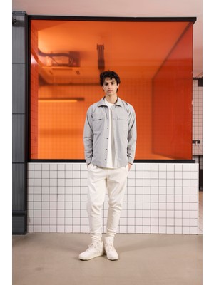 Teknik Kumaşlı Erkek Dış Gömlek