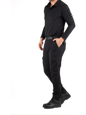 Erkek Taktik Outdoor Kargo Pantolon – Suya Dayanıklı, Esnek ve Çok Cepli Siyah Renk