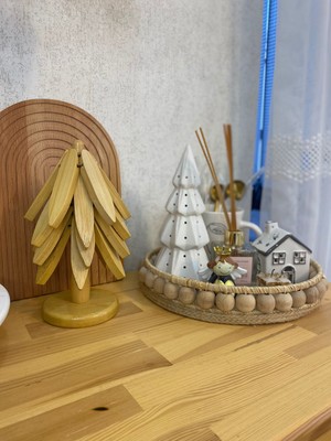 4'lü Standlı Ahşap Nihale - Bambu Nihale - Pratik Katlanır Nihale - Bambu Bardak Altlığı