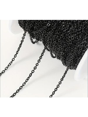 Yiğit Aksesuar Siyah Kolye Bileklik Zinciri Bağlantı Zinciri 0.6 Mm 2 Metre