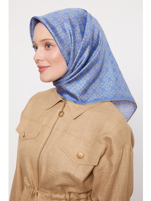 Yağ Yeşili Çizgili Sarmal Desen Twill Ipek Eşarp