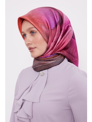 Siyah Bohem Geçişli Twill İpek Eşarp