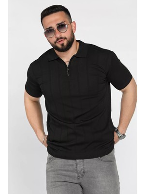 Mishar İtalia Erkek Bisiklet Yaka Yarım Fermuarlı Triko Tişört P-00016832