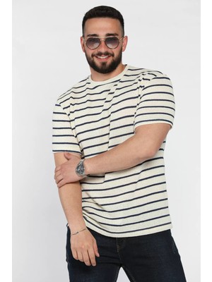 Mishar İtalia Bisiklet Yaka Çizgi Desenli Erkek Tişört P-00016828