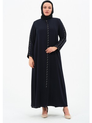 Gülbahar Kadın Büyük Beden Petek Kumaş Taşlı Abiye Ferace