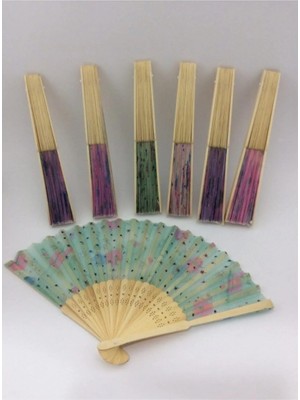 1 Adet Asorti Bambu Ahşap Yelpaze Kumaş Yelpaze Modeli