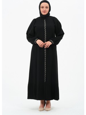 Gülinaz Büyük Beden Petek Kumaş Taşlı Abiye Ferace