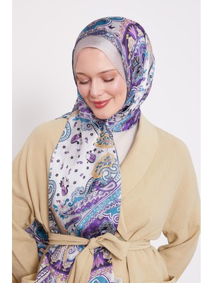 Lêvi D'or Açık Vizon Karışık Desenal Hint İpeği Şal