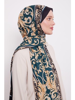 Lêvi D'or Zümrüt Yeşili Varak Desen Love Şal