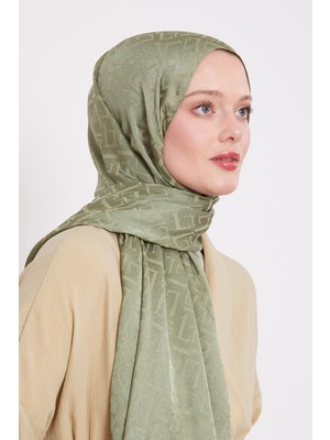 Yeşil L Desen Italyan Jakar Şal